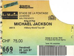Michael Jackson Lausanne 1997 - Billet